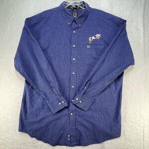 Noble Outfitters Shirt Mens 2XL Blue Black Heavy Plaid Embroidered Logo Pocket